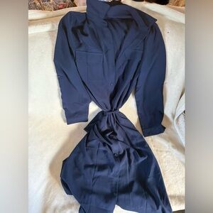 Navy Button-Up Dress